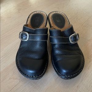 Born Black Leather Clogs